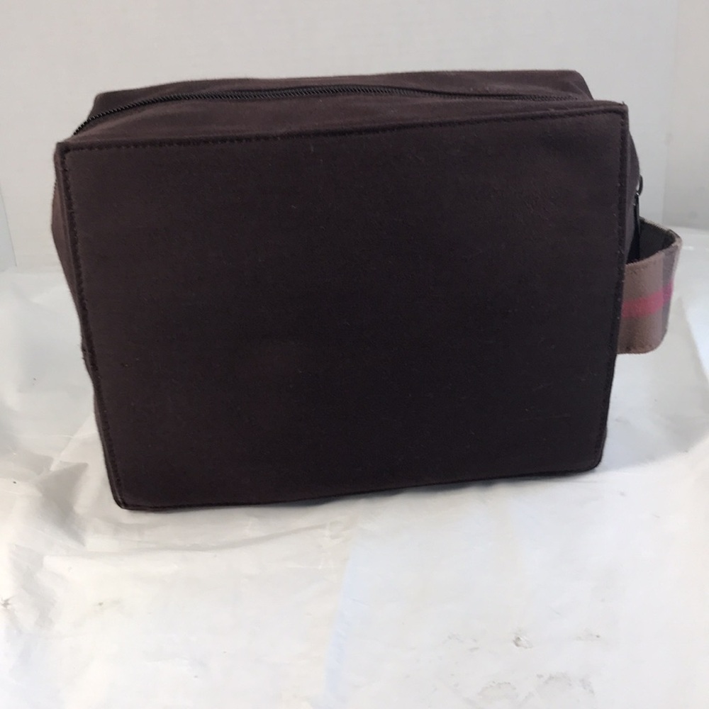 Burberry London Vintage Brown Canvas and Plaid Check Handled Toiletries Bag - Picture 4 of 9